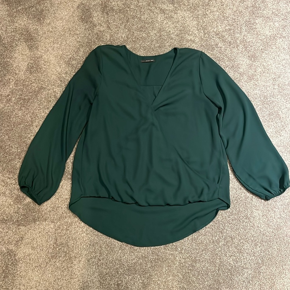 West Kei Forest Green Blouse, full length sleeve, sz M